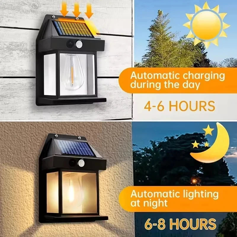Solar Tungsten Filament Lamps Outdoor Lighting Waterproof Intelligent Induction Courtyard Garden Solar Wall Small Night Lights