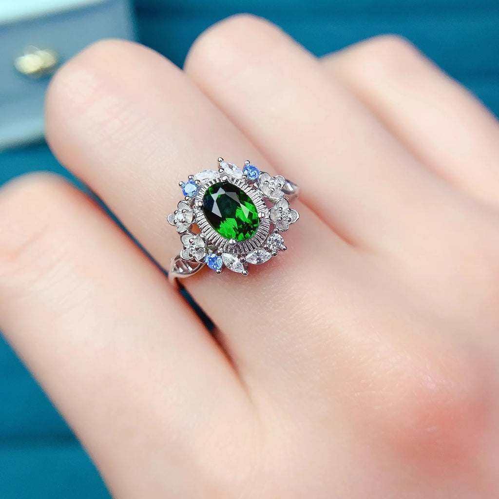 L S925 Sterling Silver Empty Holder Ring Setting 5*7mm Ellipse Fine Fashion Flower Design Zircon DIY Charm Jewelry for Woman