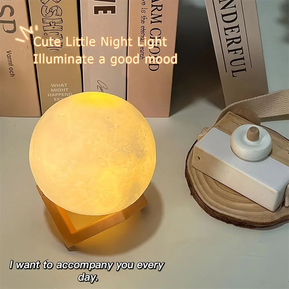 1 LED Moon Light Galaxy Light, DIY Moon Night Light, Girl, Boy, Child, Woman Birthday Gift, Bedroom Decoration (Warm Light)