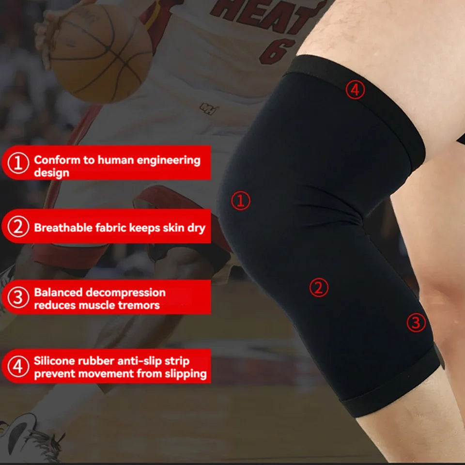 1Pcs Sports Knee Pads Silicone Anti-slip Knitted Compression Leg Guards Fitness Outdoor Running And Cycling Mountain Climbing